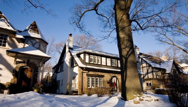 Exterior of a home in winter